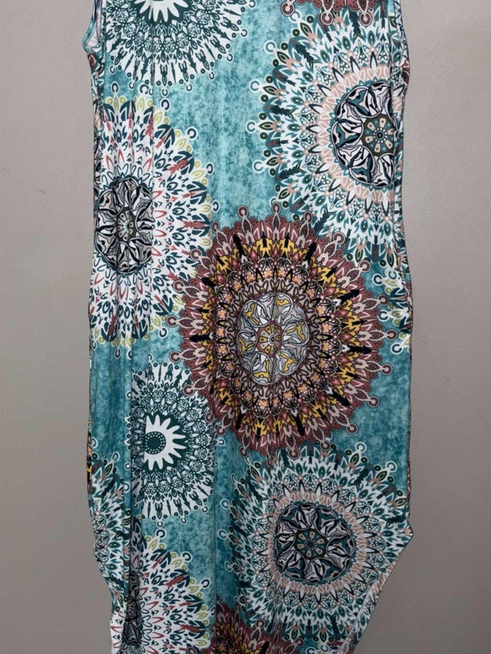✨ Boho Mandala Pocket Maxi Dress ✨ Tulip Hem Teal XL